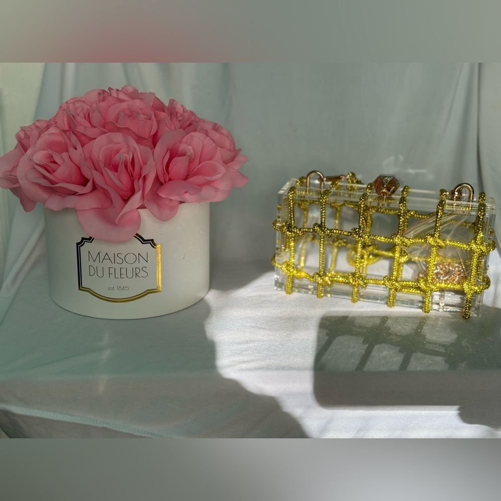 Acrylic Clear Clutch with Rhinestone Rope Detail - Picture 3 of 7